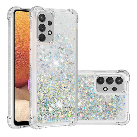 Custodia Silicone Cover Morbida Bling-Bling S01 per Samsung Galaxy A32 4G Argento