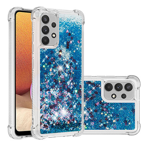 Custodia Silicone Cover Morbida Bling-Bling S01 per Samsung Galaxy A32 4G Blu