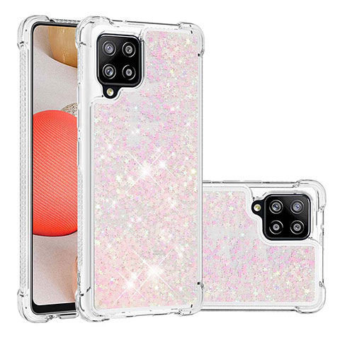 Custodia Silicone Cover Morbida Bling-Bling S01 per Samsung Galaxy A42 5G Rosa