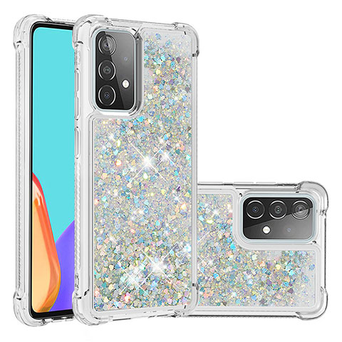 Custodia Silicone Cover Morbida Bling-Bling S01 per Samsung Galaxy A52s 5G Argento