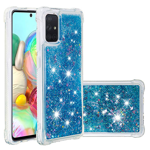 Custodia Silicone Cover Morbida Bling-Bling S01 per Samsung Galaxy A71 5G Blu