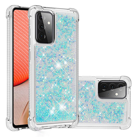 Custodia Silicone Cover Morbida Bling-Bling S01 per Samsung Galaxy A72 4G Cielo Blu