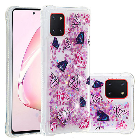 Custodia Silicone Cover Morbida Bling-Bling S01 per Samsung Galaxy A81 Cielo Blu