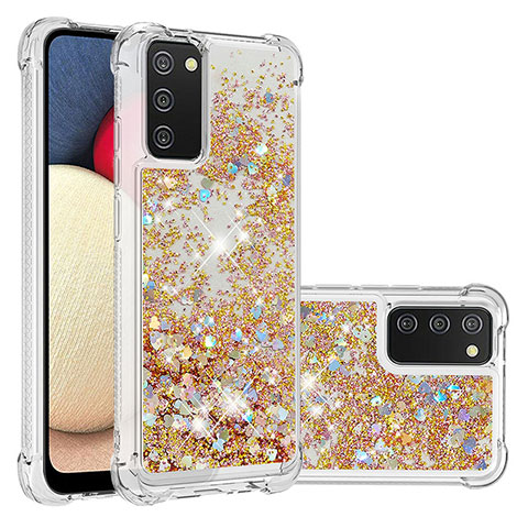 Custodia Silicone Cover Morbida Bling-Bling S01 per Samsung Galaxy M02s Oro