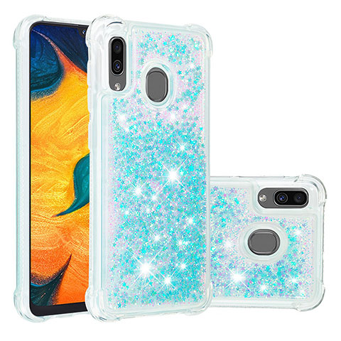 Custodia Silicone Cover Morbida Bling-Bling S01 per Samsung Galaxy M10S Cielo Blu