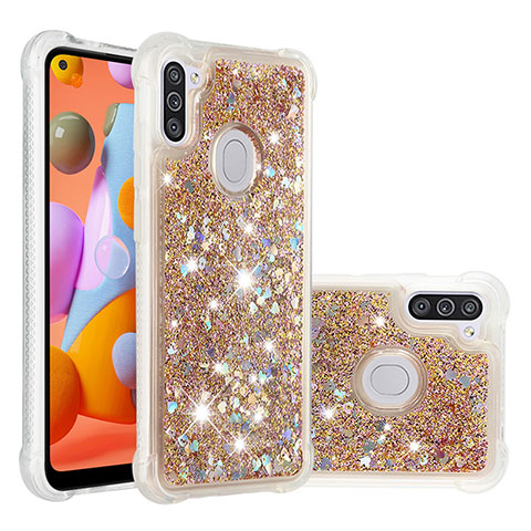 Custodia Silicone Cover Morbida Bling-Bling S01 per Samsung Galaxy M11 Oro