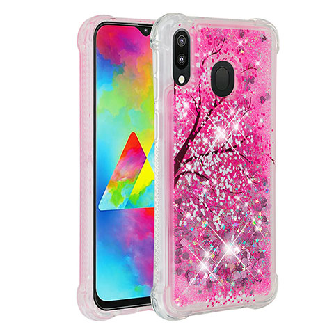 Custodia Silicone Cover Morbida Bling-Bling S01 per Samsung Galaxy M20 Rosa Caldo