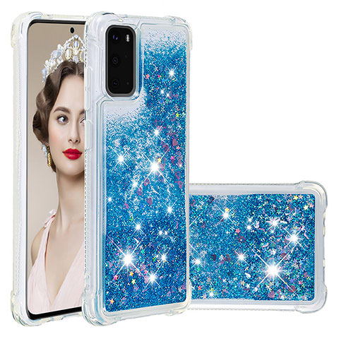 Custodia Silicone Cover Morbida Bling-Bling S01 per Samsung Galaxy S20 Blu