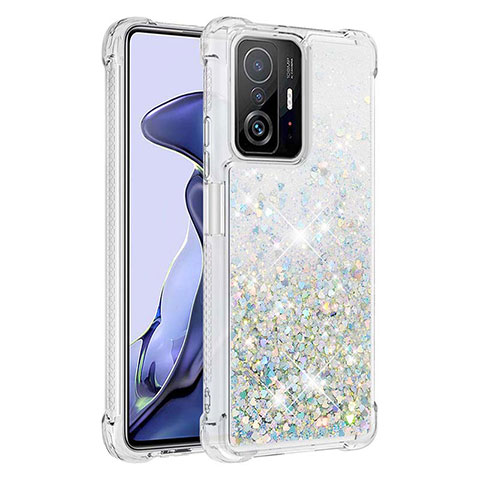 Custodia Silicone Cover Morbida Bling-Bling S01 per Xiaomi Mi 11T 5G Argento