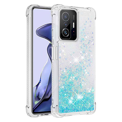 Custodia Silicone Cover Morbida Bling-Bling S01 per Xiaomi Mi 11T 5G Cielo Blu