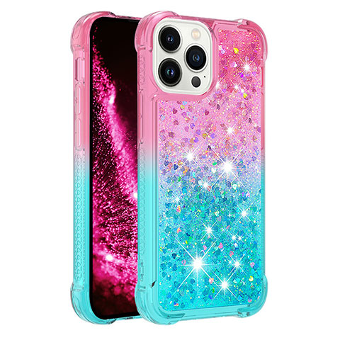 Custodia Silicone Cover Morbida Bling-Bling S02 per Apple iPhone 14 Pro Rosa