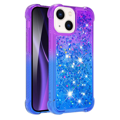 Custodia Silicone Cover Morbida Bling-Bling S02 per Apple iPhone 15 Plus Viola