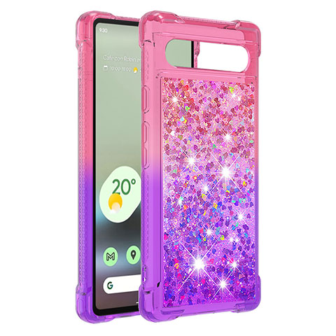 Custodia Silicone Cover Morbida Bling-Bling S02 per Google Pixel 7a 5G Rosa Caldo