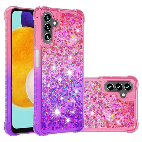 Custodia Silicone Cover Morbida Bling-Bling S02 per Samsung Galaxy A04s Rosa Caldo