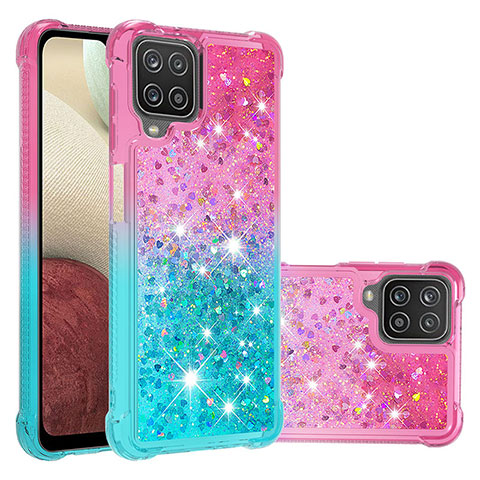 Custodia Silicone Cover Morbida Bling-Bling S02 per Samsung Galaxy A12 5G Rosa