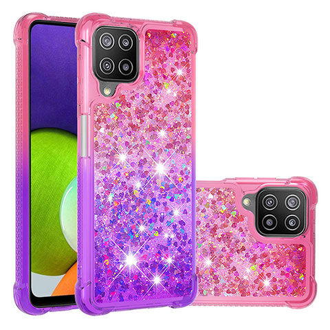 Custodia Silicone Cover Morbida Bling-Bling S02 per Samsung Galaxy A22 4G Rosa Caldo