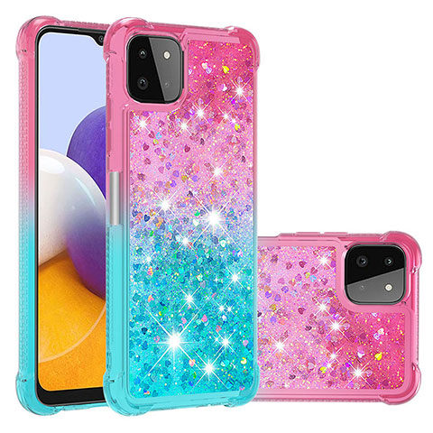 Custodia Silicone Cover Morbida Bling-Bling S02 per Samsung Galaxy A22 5G Rosa