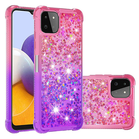 Custodia Silicone Cover Morbida Bling-Bling S02 per Samsung Galaxy A22s 5G Rosa Caldo