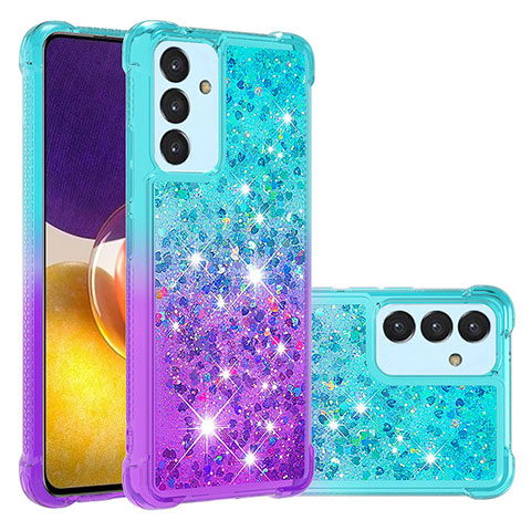 Custodia Silicone Cover Morbida Bling-Bling S02 per Samsung Galaxy A24 4G Cielo Blu