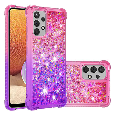 Custodia Silicone Cover Morbida Bling-Bling S02 per Samsung Galaxy A32 4G Rosa Caldo