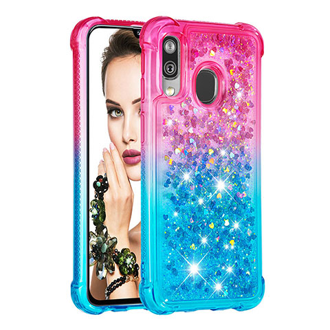 Custodia Silicone Cover Morbida Bling-Bling S02 per Samsung Galaxy A40 Rosa