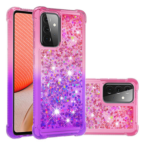 Custodia Silicone Cover Morbida Bling-Bling S02 per Samsung Galaxy A72 4G Rosa Caldo