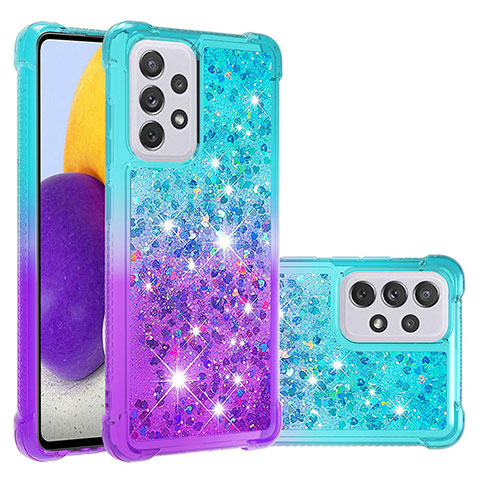 Custodia Silicone Cover Morbida Bling-Bling S02 per Samsung Galaxy A73 5G Cielo Blu