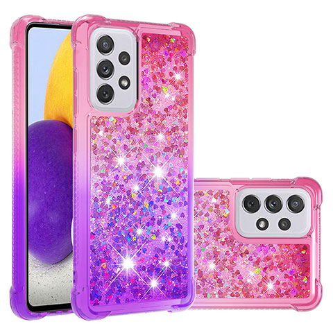 Custodia Silicone Cover Morbida Bling-Bling S02 per Samsung Galaxy A73 5G Rosa Caldo