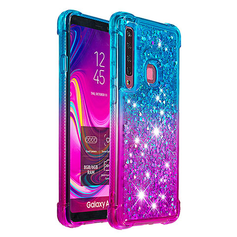 Custodia Silicone Cover Morbida Bling-Bling S02 per Samsung Galaxy A9 Star Pro Cielo Blu