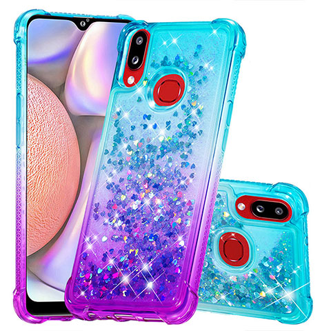 Custodia Silicone Cover Morbida Bling-Bling S02 per Samsung Galaxy M01s Cielo Blu