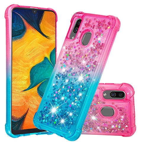 Custodia Silicone Cover Morbida Bling-Bling S02 per Samsung Galaxy M10S Rosa