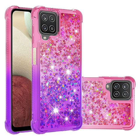 Custodia Silicone Cover Morbida Bling-Bling S02 per Samsung Galaxy M12 Rosa Caldo