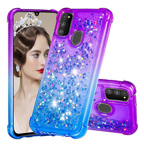 Custodia Silicone Cover Morbida Bling-Bling S02 per Samsung Galaxy M21 Viola