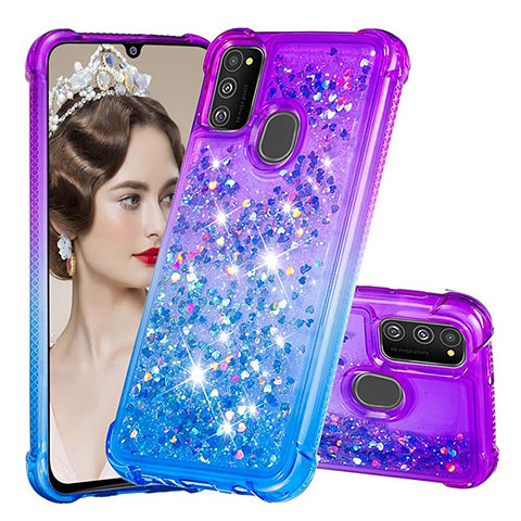 Custodia Silicone Cover Morbida Bling-Bling S02 per Samsung Galaxy M30s Viola