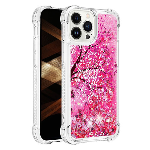 Custodia Silicone Cover Morbida Bling-Bling S03 per Apple iPhone 13 Pro Max Rosa Caldo