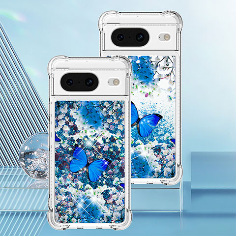 Custodia Silicone Cover Morbida Bling-Bling S03 per Google Pixel 8 5G Blu