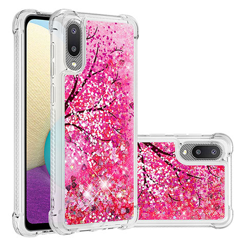 Custodia Silicone Cover Morbida Bling-Bling S03 per Samsung Galaxy A02 Rosa Caldo