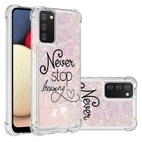 Custodia Silicone Cover Morbida Bling-Bling S03 per Samsung Galaxy A03s Rosa