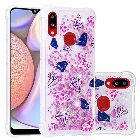 Custodia Silicone Cover Morbida Bling-Bling S03 per Samsung Galaxy A10s Rosa Caldo