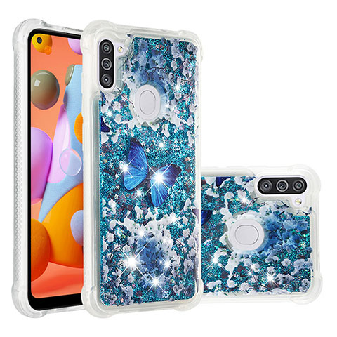 Custodia Silicone Cover Morbida Bling-Bling S03 per Samsung Galaxy A11 Blu