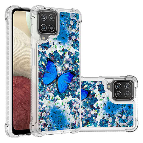 Custodia Silicone Cover Morbida Bling-Bling S03 per Samsung Galaxy A12 Nacho Blu