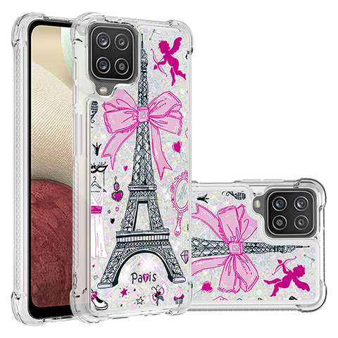 Custodia Silicone Cover Morbida Bling-Bling S03 per Samsung Galaxy A12 Rosa