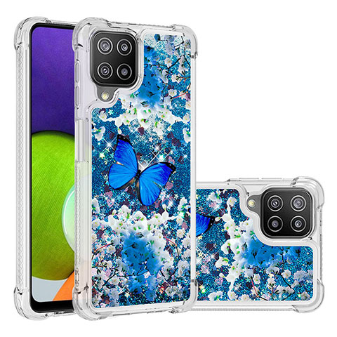 Custodia Silicone Cover Morbida Bling-Bling S03 per Samsung Galaxy A22 4G Blu