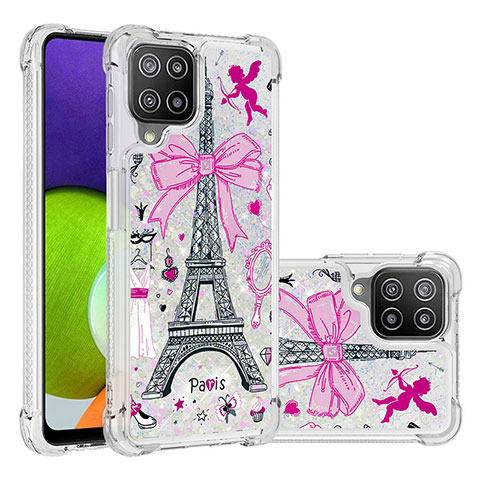 Custodia Silicone Cover Morbida Bling-Bling S03 per Samsung Galaxy A22 4G Rosa