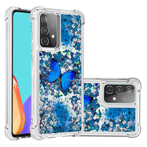 Custodia Silicone Cover Morbida Bling-Bling S03 per Samsung Galaxy A52 4G Blu