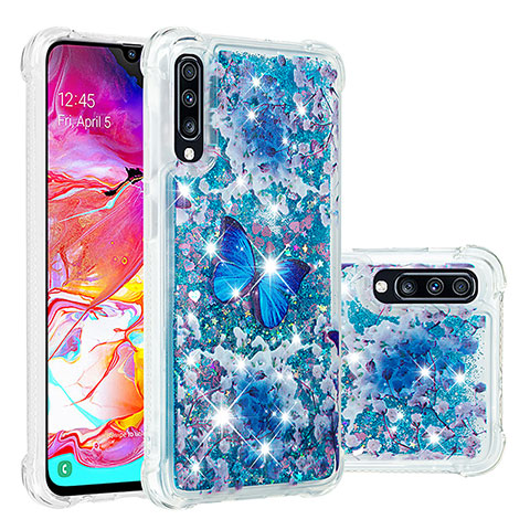 Custodia Silicone Cover Morbida Bling-Bling S03 per Samsung Galaxy A70S Blu