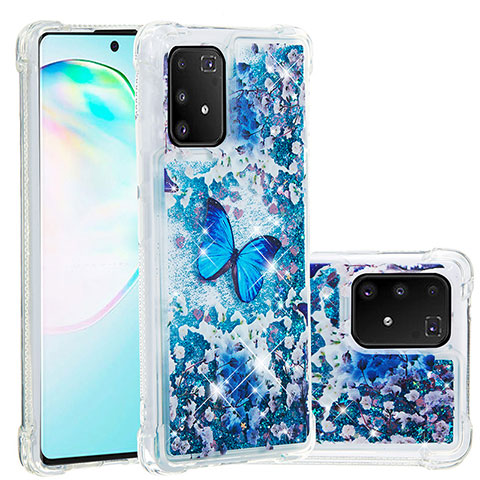 Custodia Silicone Cover Morbida Bling-Bling S03 per Samsung Galaxy A91 Blu