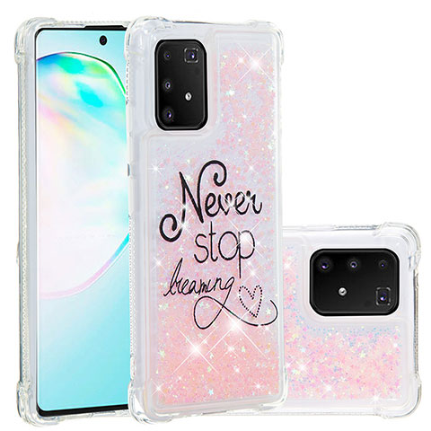 Custodia Silicone Cover Morbida Bling-Bling S03 per Samsung Galaxy A91 Rosa