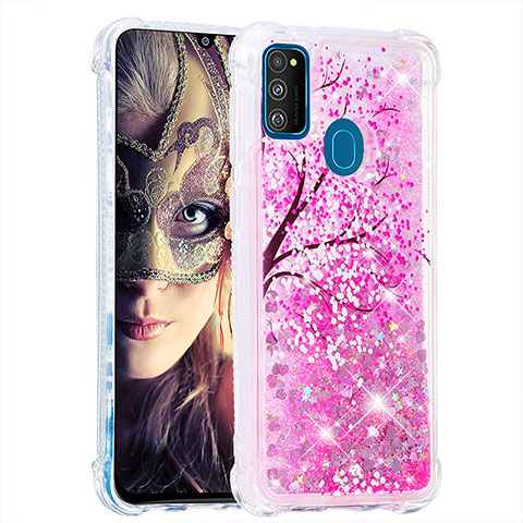 Custodia Silicone Cover Morbida Bling-Bling S03 per Samsung Galaxy M30s Rosa Caldo