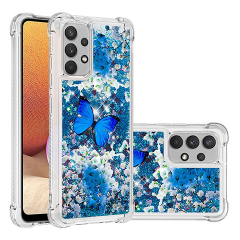 Custodia Silicone Cover Morbida Bling-Bling S03 per Samsung Galaxy M32 5G Blu